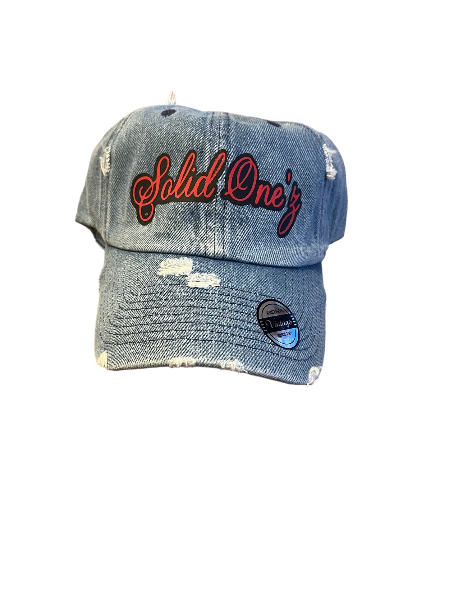 Denim strap back hat