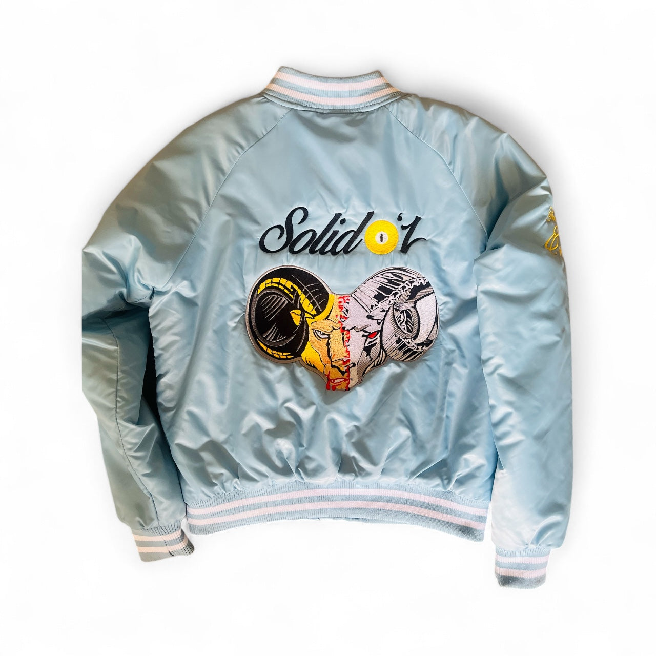 Sky Blue Varsity Bomber Jacket